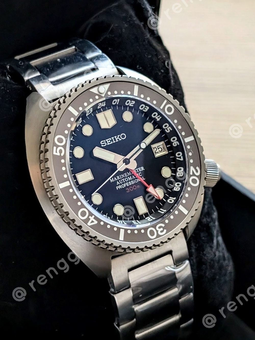 Full Titanium Seiko GMT Turtle Automatic 300m Blue Diver Mod Watch Sapphire AR - Picture 9 of 11